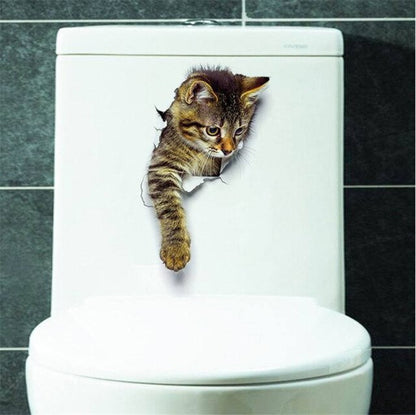 Cat Dog Toilet Stickers Vivid 3D