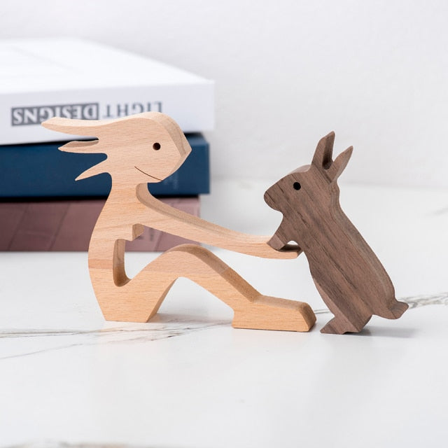 Puppy Wood Dog Craft Figurine