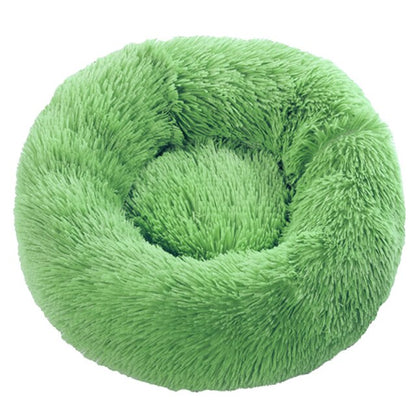 Round Long Plush Dog Beds Cushion Super Soft Fluffy