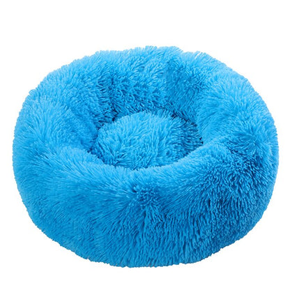 Round Long Plush Dog Beds Cushion Super Soft Fluffy