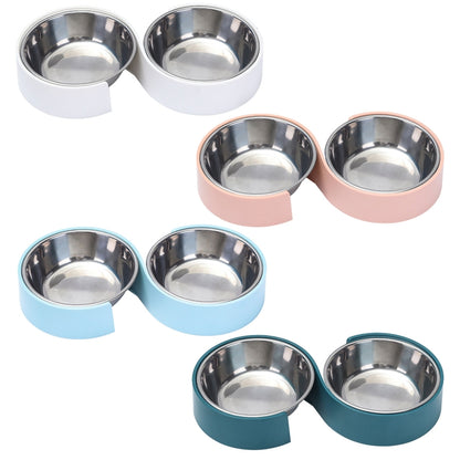 Antislip Double Dog Bowls Stainless Steel Pet Food Water Feeder