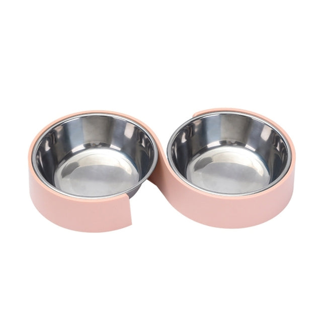 Antislip Double Dog Bowls Stainless Steel Pet Food Water Feeder