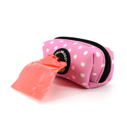 Dog Collar Pink Dot Harness With Poop Bag