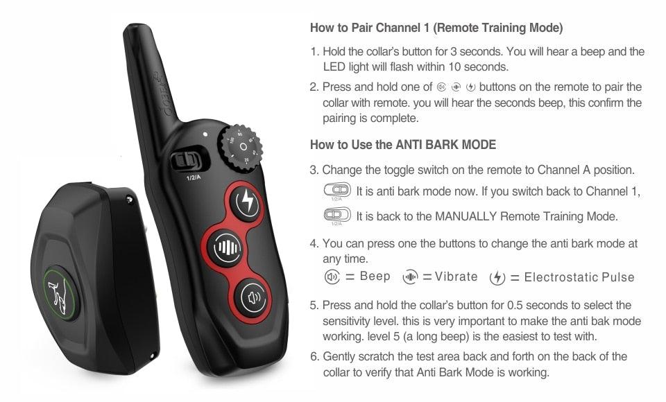 Anti Bark Collar Rechargeable Dog Electric Remote