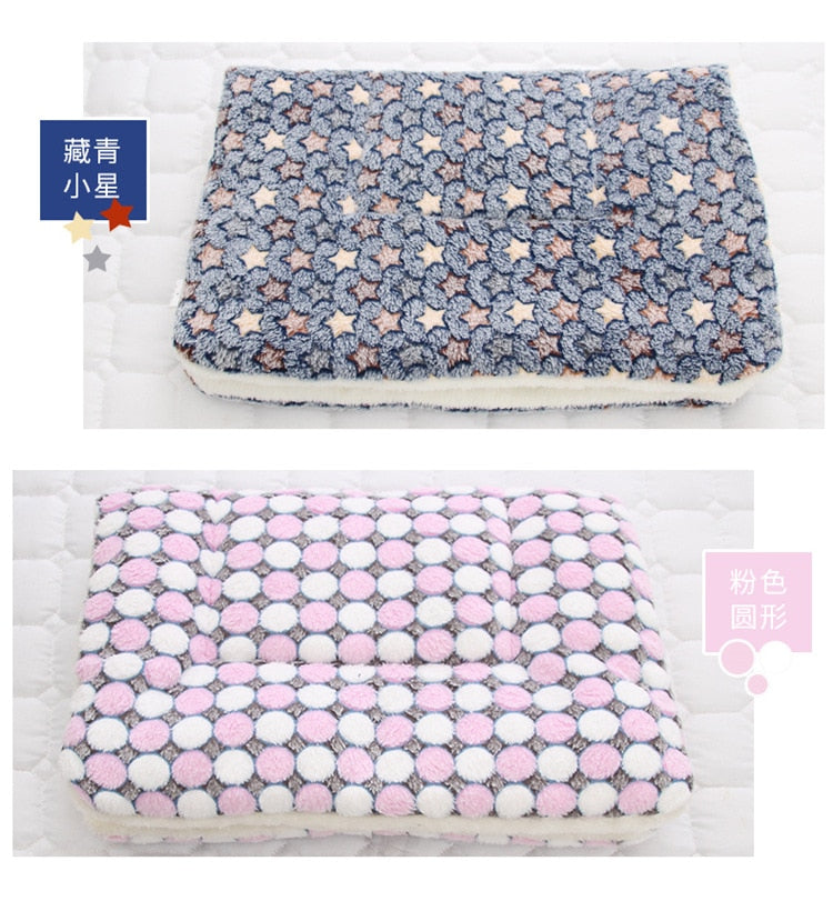 Soft Dog Mat Flannel Thickened Warm Bed Mat For Puppy Dog