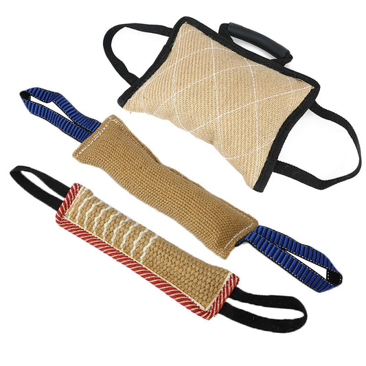 Dog Training Bite Tug Pillow with 2 Rope Handles