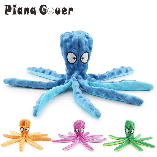 Plush Squeaky Dog Toy Cartoon Octopus Colorful