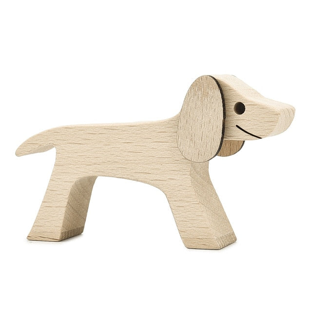 Wooden Dog Decoration Craft Figurine