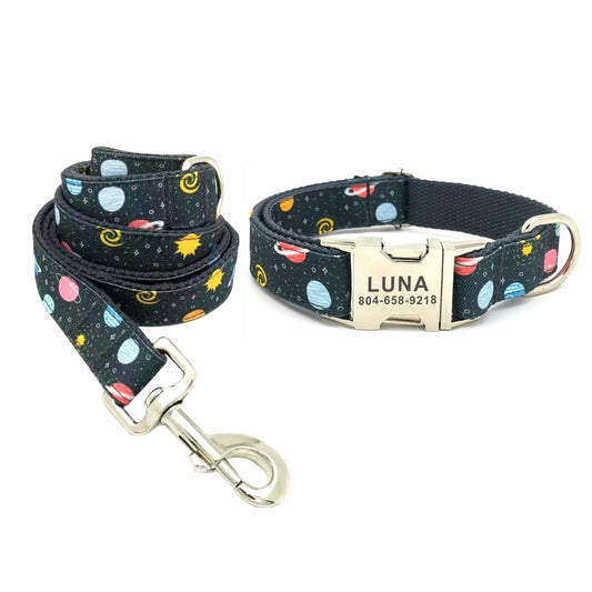 Space Grey Pet Collar Leash Set