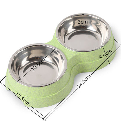 Double Bowls Dog Food Water Feeder