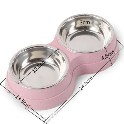 Double Bowls Dog Food Water Feeder
