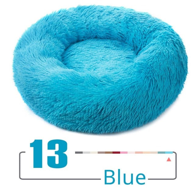 Pet Dog Bed Long Plush Round Soft Fluffy  Bed Cushion - Dog Bed Supplies