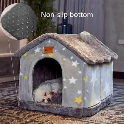 Foldable Dog House Kennel Bed Mat Nest Cave