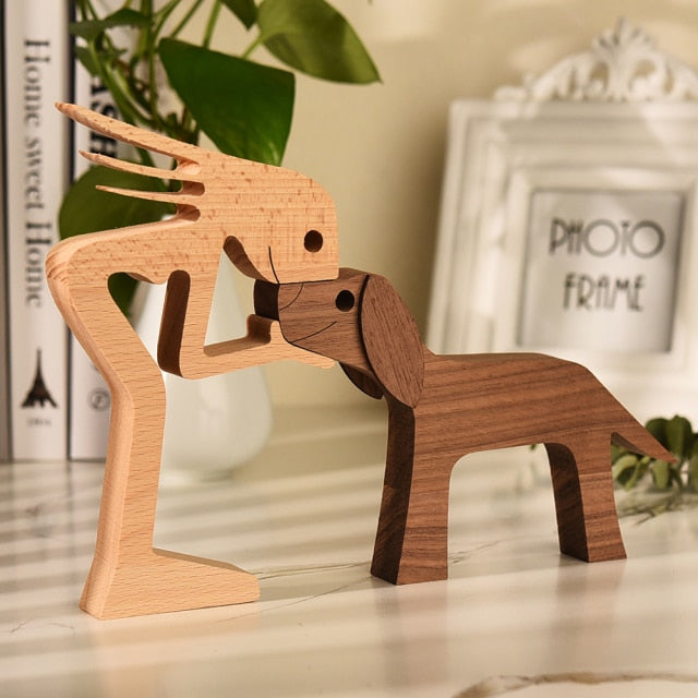 Human and Dog Craft Figurine