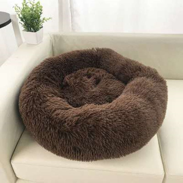 Dog Round Long Plush Beds Cushion Super Soft Fluffy - Dog Bed Supplies