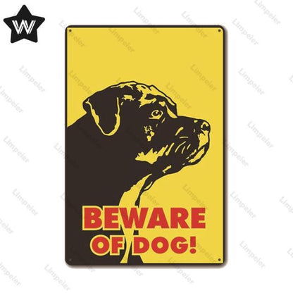 Warning Metal Sign Beware of Dog Tin Plate