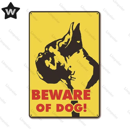 Warning Metal Sign Beware of Dog Tin Plate