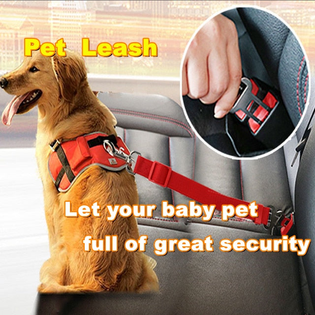 Car Safety Adjustable Leash Seat Belt - Dog Bed Supplies