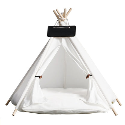 Pet Teepee Bed White Canvas Dog Cute House