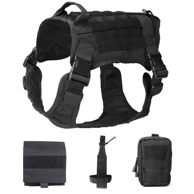 Dog Harness Tactical Military Vest With Bag