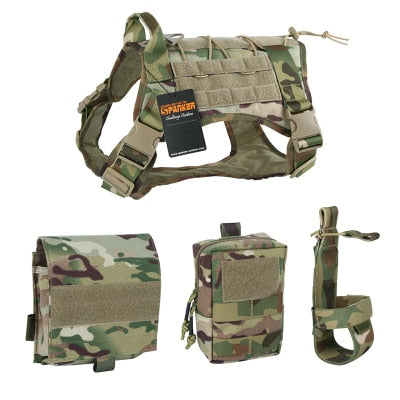 Dog Harness Tactical Military Vest With Bag