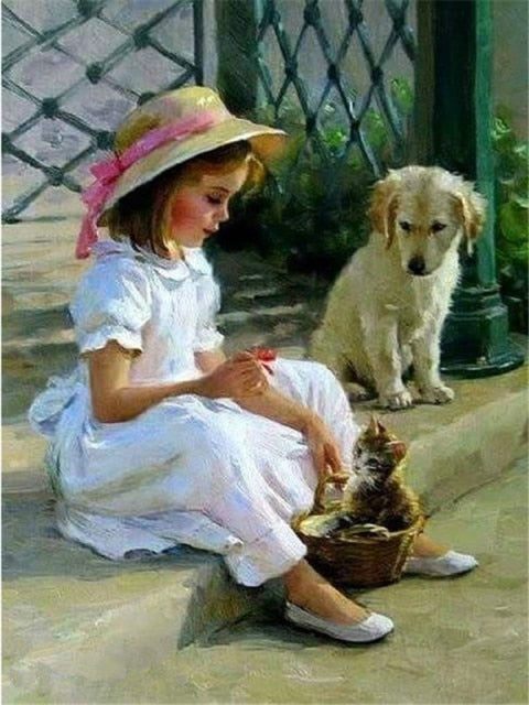 Diamond Painting Little Boy And Dog