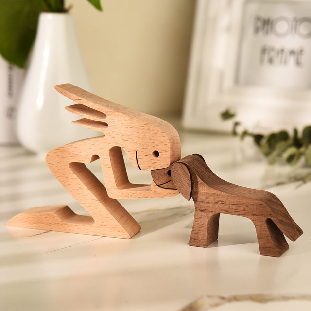 Wooden Craft Figurines Dog Ornament Home Decor