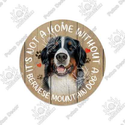 Dog Round Wooden Signs Friendship Pendant