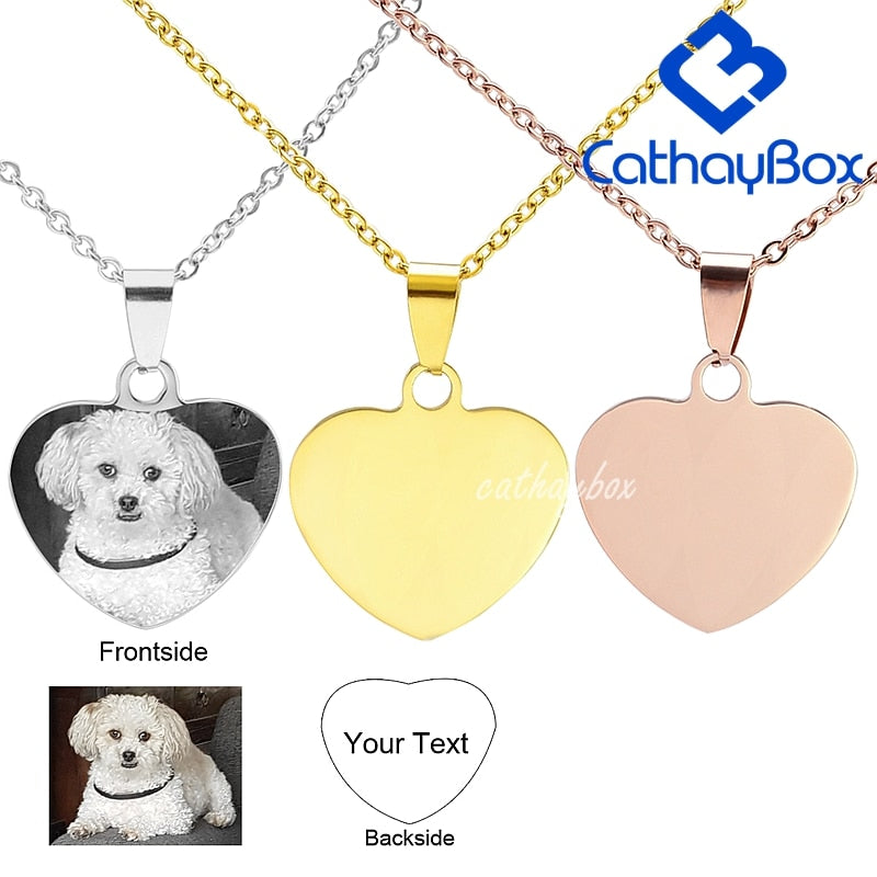 Stainless steel Engraved Heart Dog Tag Necklace