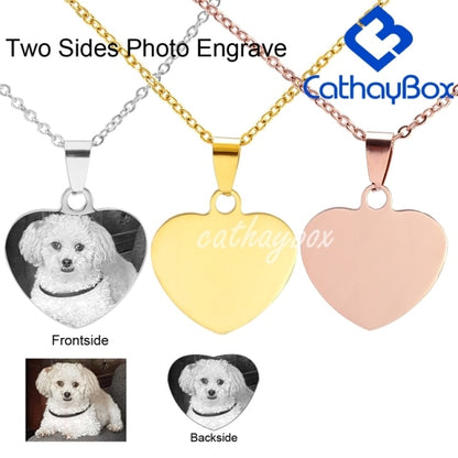 Stainless steel Engraved Heart Dog Tag Necklace