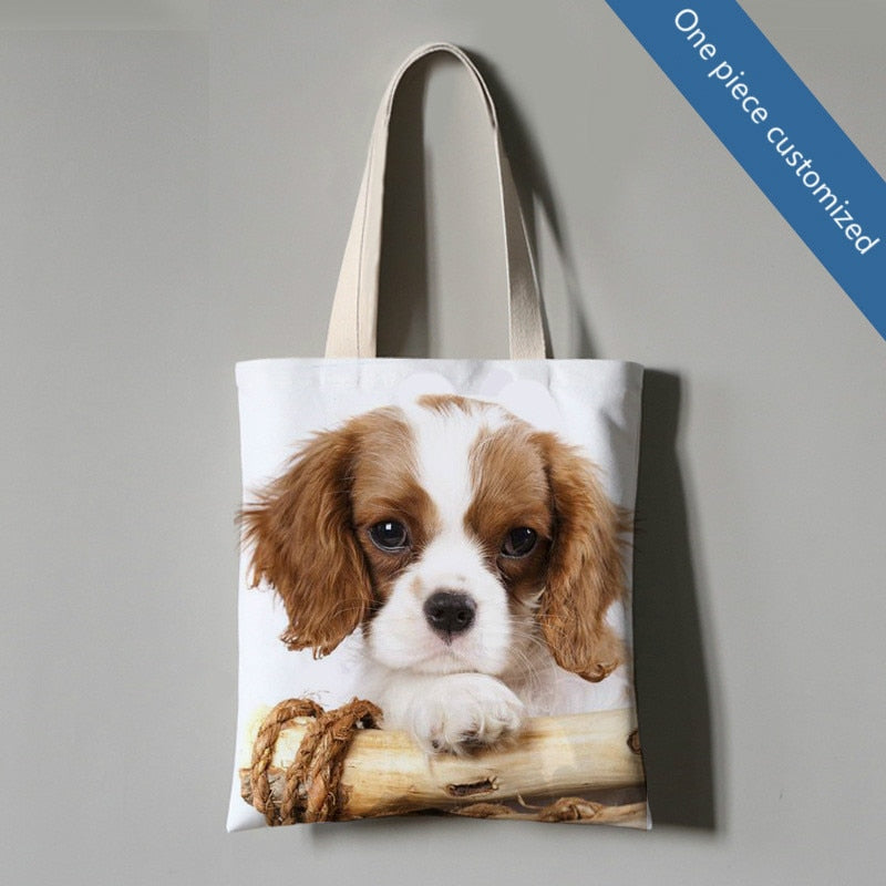 custom canvas bag DIY dogs illustration photo logo