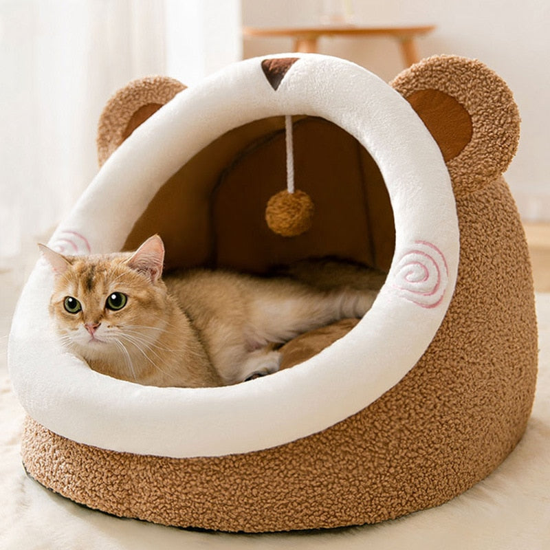 Dog Bed Cute Bear House for Indoor