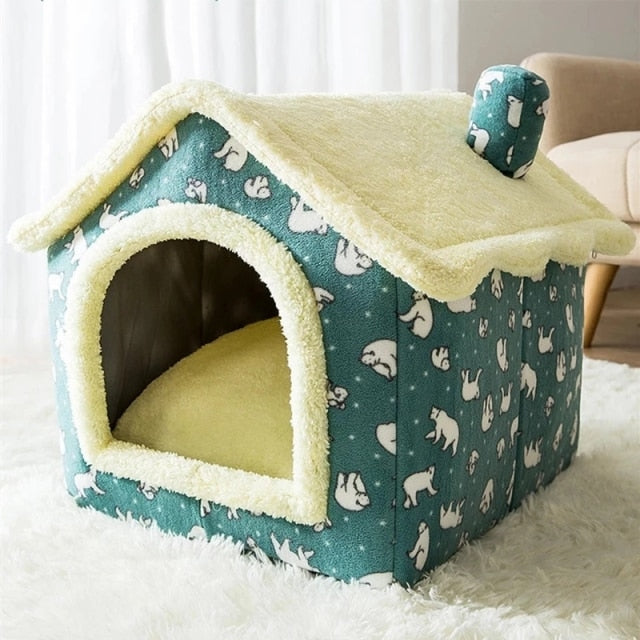 Foldable Dog House Kennel Bed Mat Nest Cave