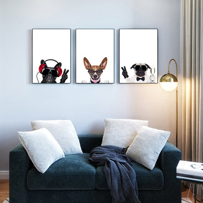 Funny Chihuahua Pug Dog Canvas Wall Art Decoration