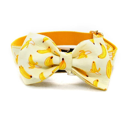 Banana Design Bow Dog Collar