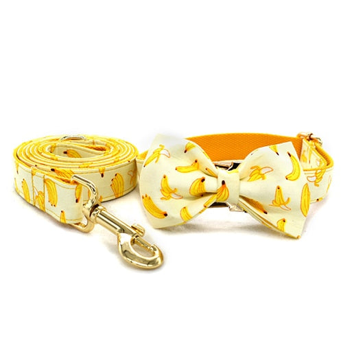 Banana Design Bow Dog Collar