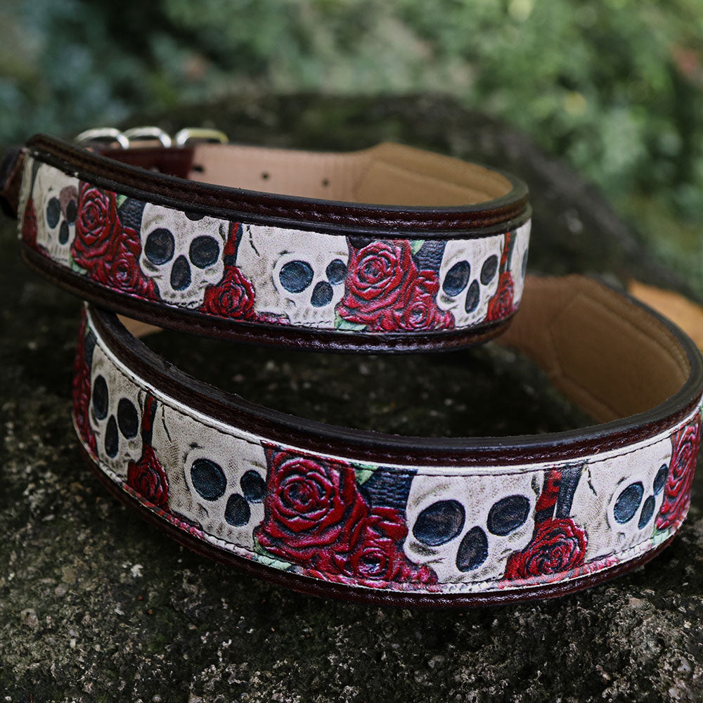 Retro Handmade Leather Skull Dog Collar