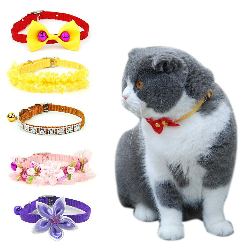 Pet Collar with Bell Cat Collar Bowknot