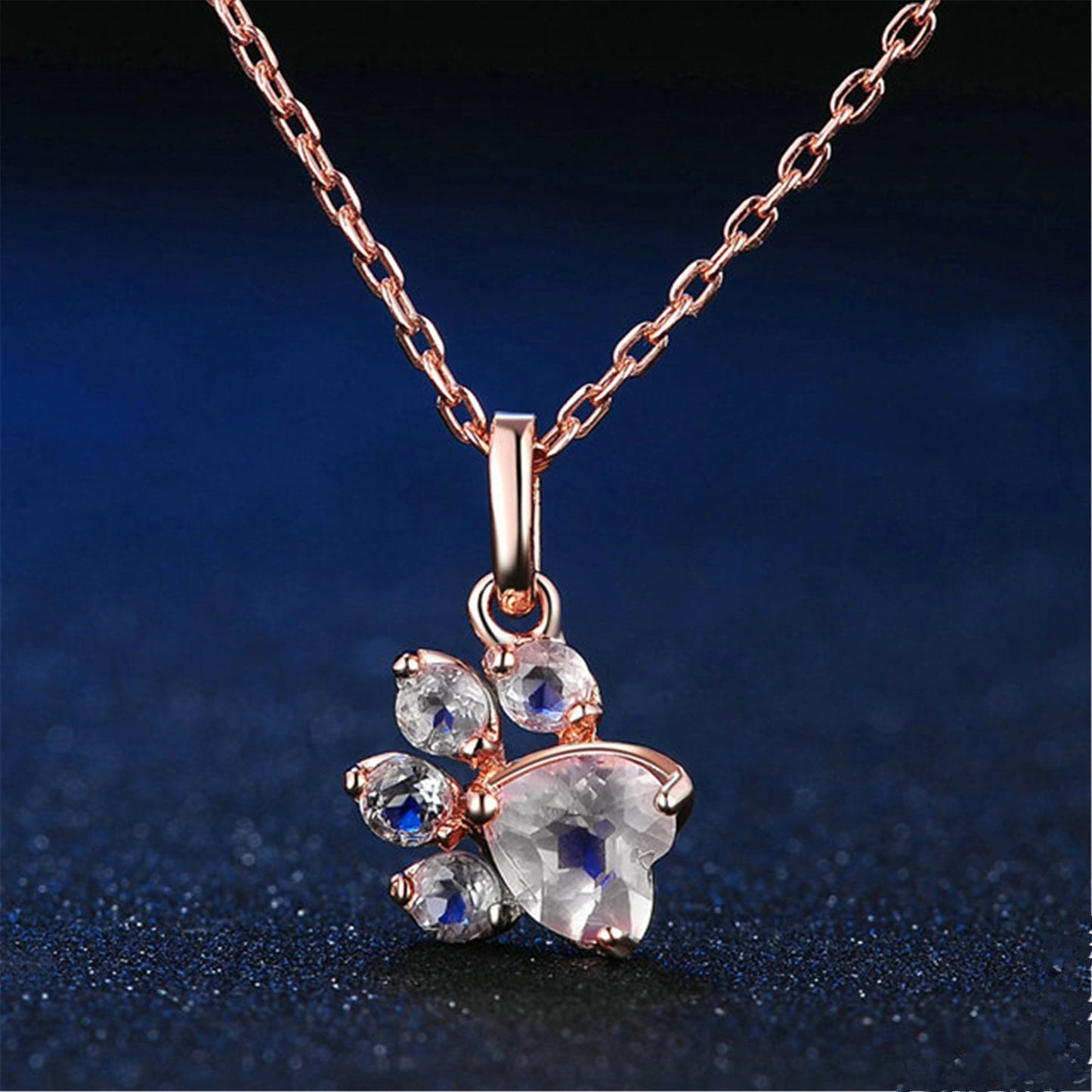 Cute Rose Bear Paw Dog Necklace
