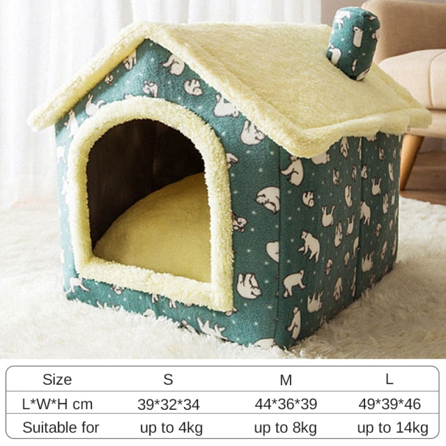 Winter Dog Bed Pet Warm Enclosed Cave Tent House - Dog Bed Supplies