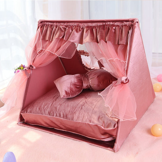Tent with Mat Cushion Pet Bed House