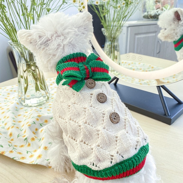 Classic Dog Winter Sweater with Tie