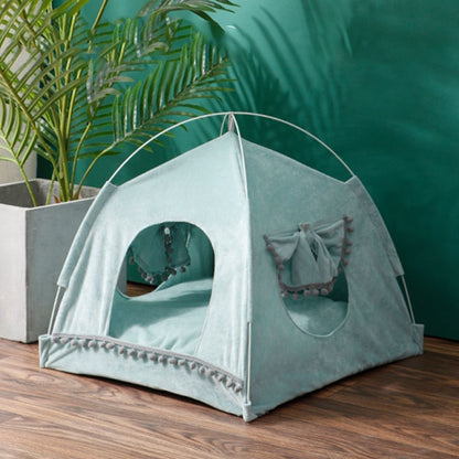 Pet Tent House Cat Bed Portable Teepee Thick Cushion