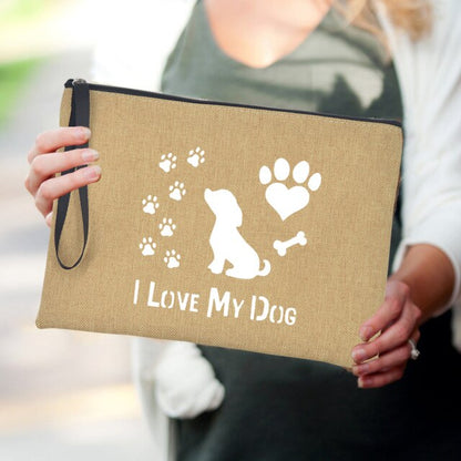 I Love My Dog Print Cosmetic Bags