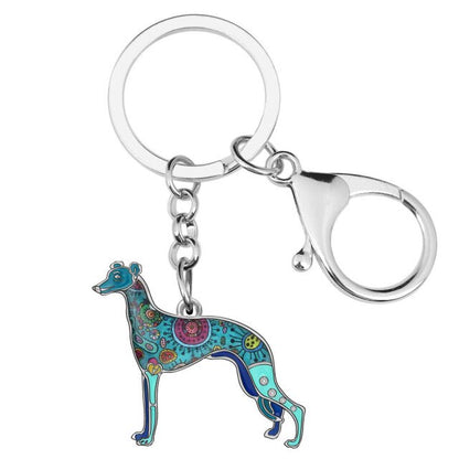 Enamel Metal Whippet Dog Key Chains