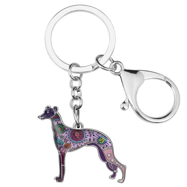 Enamel Metal Whippet Dog Key Chains