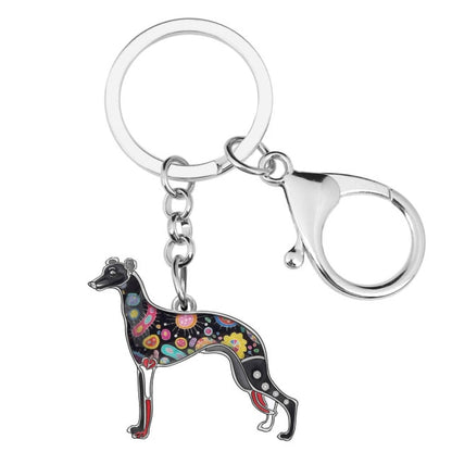 Enamel Metal Whippet Dog Key Chains