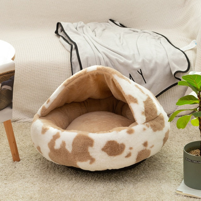 Winter Long Plush Pet Bed Round Cushion