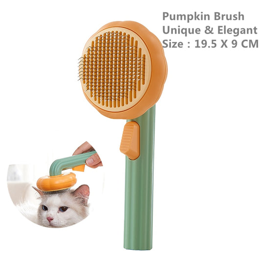 Pumpkin Pet Brush Self Cleaning Slicker Brush Grooming Comb Pet Grooming