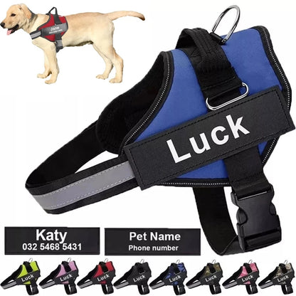 Dog Harness Vest ID Patch Customized Reflective Breathable Adjustable Pet Harness